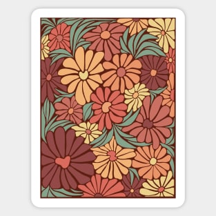 Retro Zinnia Flowers Sticker